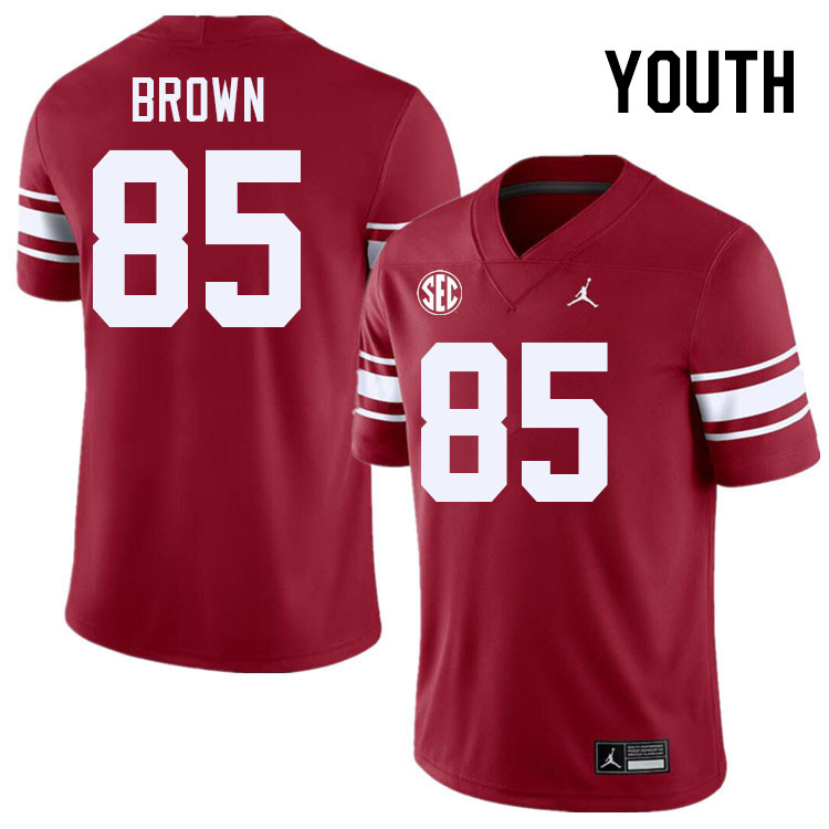 Youth #85 Trey Brown Oklahoma Sooners 2024 SEC Conference College Football Jerseys-Throwback